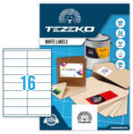 Tezeko 105*35 mm Tezeko A4 íves etikett címke, fehér színű (100 ív/doboz) (TZ-A4-0053) - etikett-cimke-shop