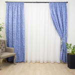 Hiko Set 3 piese draperii bumbac, Hiko Nostalgie Garden Byzantine si o perdea Ana voal, cu rejansa Premium creion de 6, 5cm (10004837)