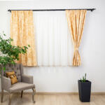 Hiko Set 5 piese draperii scurte, Hiko Nostalgie Garden Wheat, cu 2 bentite si o perdea Ana voal, cu rejansa - hiko - 260,10 RON