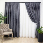 Hiko Set 3 piese Hiko, doua draperii Imperial Garden antracit si o perdea Ana voal alb, cu rejansa (10005119)