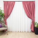 Hiko Set 3 piese, doua draperii opace, Hiko Blackout, dimout Pink si o perdea Ana, voal, cu rejansa Premium, creion de 6, 5cm (10005187)