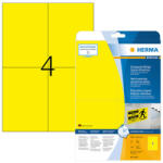 Herma 105*148 mm-es Herma A4 íves etikett címke, sárga színű (25 ív/doboz) (HERMA 8032) - etikett-cimke-shop
