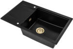 SINK Quality Mosogató minőségi Ferrum New 8010, 1 kamrás gránit mosogató 800x500x210 mm + arany szifon, fekete, SKQ-FER. 8010. BK. XG (SKQ-FER.8010.BK.XG)