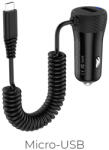 hoco. Z21A 2.4A autós töltő microUSB kábellel, Fekete