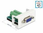 Delock Easy 45 modul VGA aljzat 16 tűs csatlakozóblokkba 22, 5 x 45 mm-es (81346)