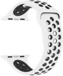 Apple Watch 4-6, SE, SE (2022) (38 / 40 mm) / Watch 7-9 (41 mm), szilikon pótszíj, állítható, lyukacsos, Xprotector, fehér/fekete - pixato