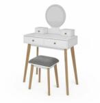 Vicco Finya fésülködőasztal székkel, led tükörrel, fehér, 80 cm