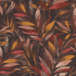  A kollekció vezérmotívuma - Finom ágakon hosszúkás levelek őszi színekben fekete barna sárga vörös és bézs tónus tapéta (867633)