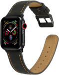 Utángyártott Apple Watch szíj 42/ 44/ 45/ 49 mm bőr - fekete (OS-0437)