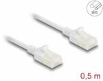 Delock Cablu de retea RJ45 Cat. 6A UTP pentru uz industrial Slim 0.5m Alb, Delock 80358 (80358)