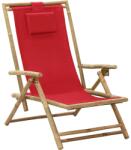  Scaun rabatabil de relaxare, roșu, bambus & țesătură (313026)