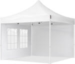 TOOLPORT Összecsukható pavilon, acél, 3x3m, 2 oldalpanellel együtt, fehér Pavilon sátor, Piaci sátor, Pop up sátor - (59041)