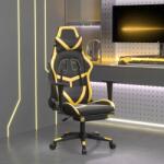 vidaXL Scaun de gaming cu suport picioare negru/auriu, piele ecologică (3143678) - comfy