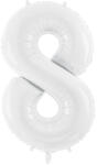 PartyDeco S. r. o 8. szám, fólia lufi, 86 cm, fehér