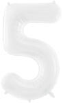PartyDeco S. r. o 5. szám, fólia lufi, 86 cm, fehér