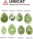  Pandantiv Prehnit cu Epidot Natural cu Gaura - Picatura - 25-39 x 17-26 x 8-10 mm - 1 Buc