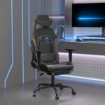 vidaXL Scaun de gaming cu masaj/suport picioare, negru/gri, piele eco (345415) - comfy