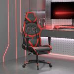 vidaXL Scaun de gaming cu suport picioare, negru/roșu, piele ecologică (3143677)