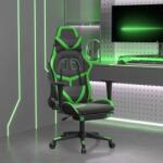 vidaXL Scaun gaming de masaj/suport picioare, negru/verde, piele eco (345437) - comfy