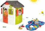 Smoby Set căsuţă Neo Jura Lodge Smoby cu două uşi și pistă de apă cu peşteră de munte, ecluză şi 2 bărci mici de la 24 luni (SM810500-34) Casuta pentru copii