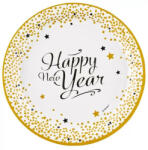Amscan Papírtányér Golden Wishes Happy New Year 8 db-os 23 cm