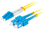 Lanberg cablu de racordare optic SM SC/UPC-LC/UPC duplex 5m LSZH G657A1 diametru 3mm, culoare galbenă (FO-SULU-SD11-0050-YE)