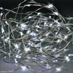 Solight Lanț de Crăciun Solight argint, 100x mini LED, 10m, 3 x AA, lumină rece (1V54-W)