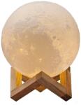 Aku Luna Moon éjszakai fény, újratölthető, fehér/sárga fény, 3D nyomtatott lámpa, akkumulátorral, 2019-es modell Stand Wood ajándékkal (AK3801)
