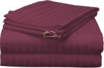 HomePuls Cearsaf de pat 2 persoane Damasc Policoton dunga 1 cm, 220 x 230 cm, Rosu Visiniu