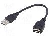 Akyga Cablu USB A mufa, USB A soclu, USB 2.0, lungime 0.15m, negru, AKYGA - AK-USB-23