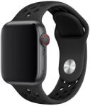 Utángyártott iKi Apple Watch 45mm / 44mm / 42mm / Ultra 49mm lélegző Sport szilikon szíj - fekete/fekete