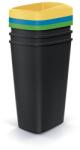 Prosperplast Szeméttároló szett válogatott hulladékhoz, négyzet alakú, 3 x 45 l, színes
