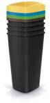 Prosperplast Szeméttároló szett válogatott hulladékhoz, négyzet alakú, 4 x 25 l, színes