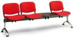  VIVA kárpitozott pad, 3 üléses + asztal - króm lábak, piros