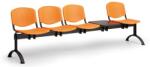  ISO II műanyag pad, 4 üléses + asztal - fekete lábak, narancssárga