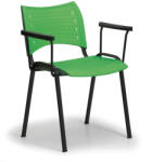  SMART műanyag szék - fekete lábak karfával, zöld