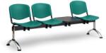 ISO II műanyag pad, 3 üléses + asztal - króm lábak, kék