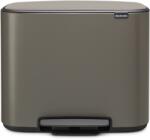 Brabantia Bo Pedal Bin pedálos szelektív hulladékgyűjtő szagmentesen záródó Soft-Close fedél, műanyag tartály, 3x11L - X méret, acél, platinaszürke - 121067 (121067)