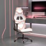 vidaXL Scaun de gaming cu suport picioare, alb/roz, piele ecologică (3143684) - comfy