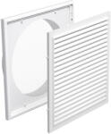 Dalap Műanyag szellőzőrács rovarhálóval, 250x250 mm-es fix zsaluval és 200 mm átmérőjű karimával, fehér (242)