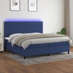 vidaXL kék szövet rugós és LED-es ágy matraccal 200 x 200 cm (3135067)
