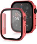  CAPACĂ COMPLETĂ PC Husă din plastic cu sticlă pentru Apple Watch SE / SE 2022 / SE 2023 (44mm) roșu