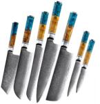  AO-29417 damaszk konyhakéskészlet - Barna/Kék/7db