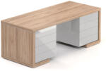  Lineart asztal 200 x 85 cm + 2x konténer, világos bodza / fehér