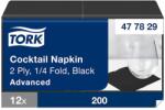 Tork Koktélszalvéta tissue 2 rétegű "fekete" 24x24 cm 200 lap/csomag - Tork