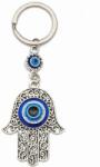  Breloc Hamsa și Ochiul norocos, amuletă de protecție și noroc, metal 10.5 cm