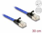 Delock Cablu de retea brodat RJ45 Cat. 6A Flat FTP 0.3m Albastru, Delock 80381 (80381)