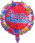  Happy Birthday színes pöttyös szülinapi fólia lufi 45cm