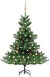  Pom de crăciun artificial brad nordmann led&globuri verde 150cm (3077645)