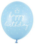 Partydeco Mintás lufi 11" 28cm Világoskék, Happy Birthday (LUFI198825)